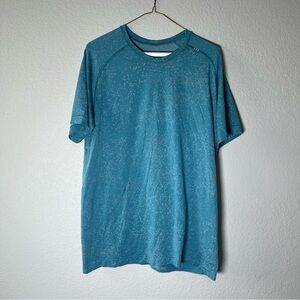 Lululemon Men's Metal Vent Short Sleeve Shirt Size Large Teal Speckled